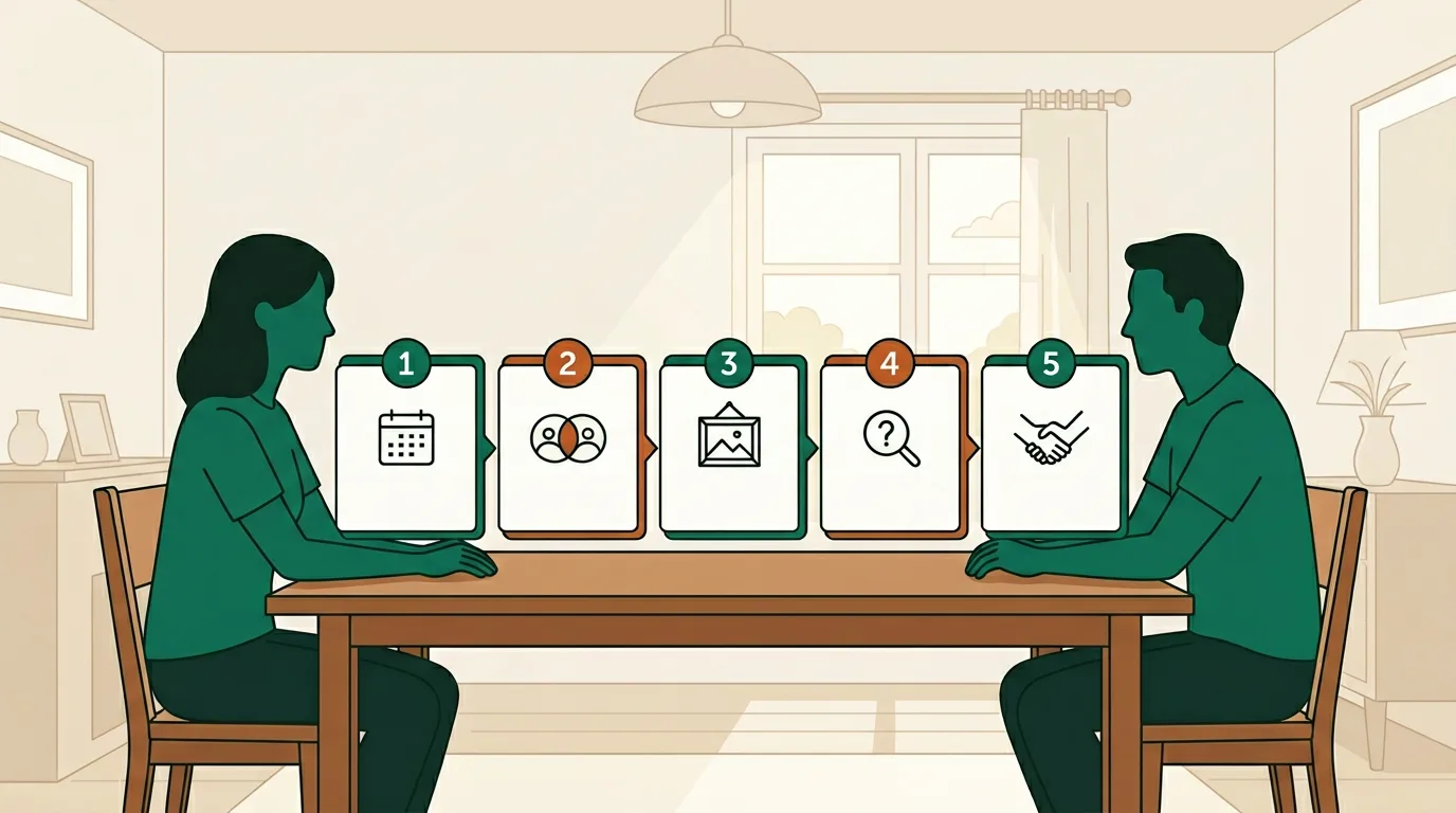 Five-step SAFE Start flow visual with numbered nodes between two partners